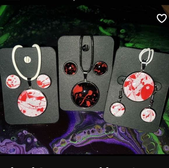 Blood Spatter Necklace & Earring Set - Picture 1 of 1